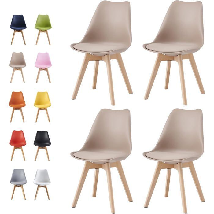 mcc direct Eva Lot de 4 chaises de salle à manger design Marron
