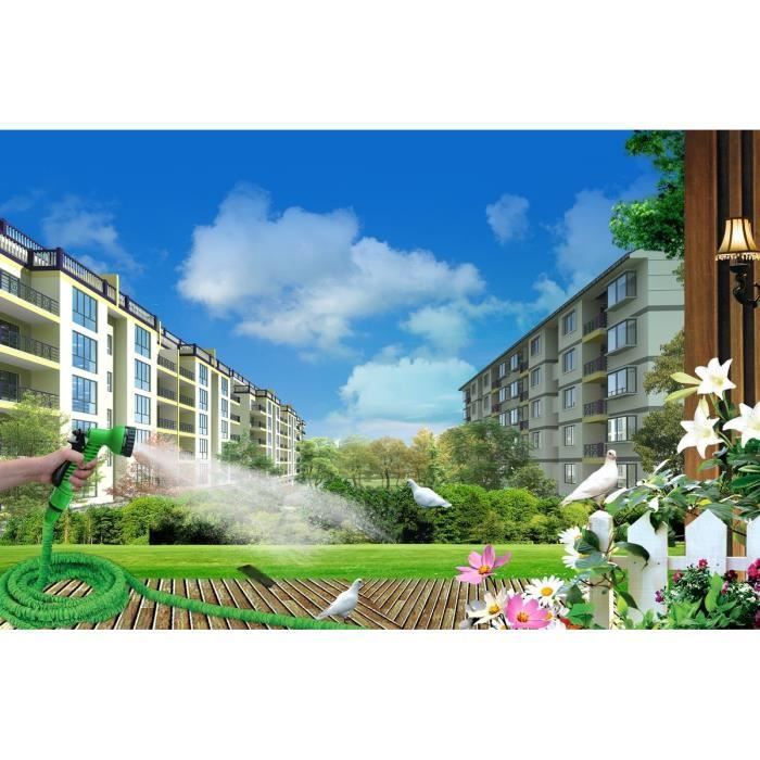LUCIEN LE JARDINIER Tuyau d'arrosage extensible 23m avec pistolet