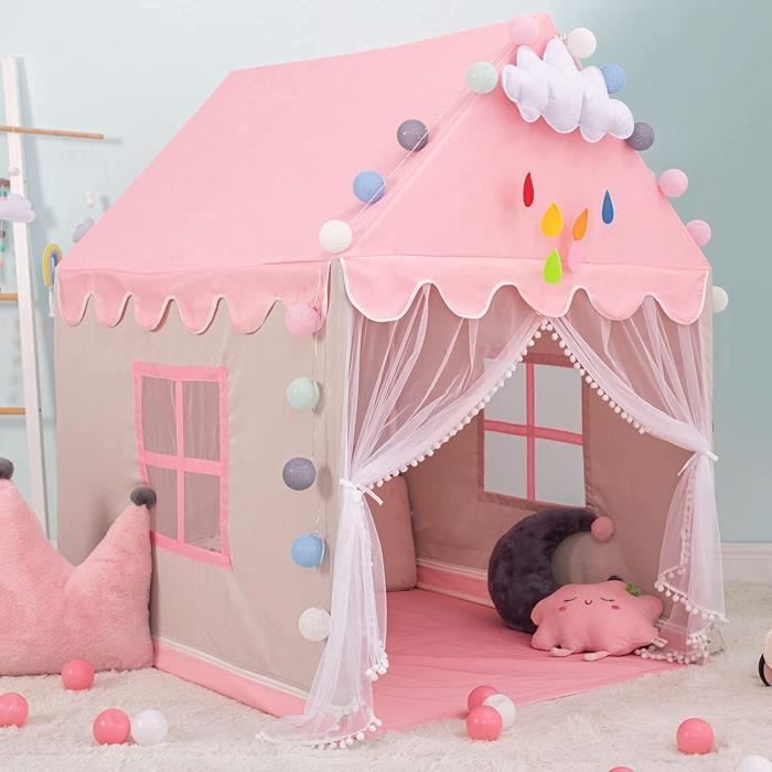 Tienda de juegos grande con forma de castillo de princesa rosa de FREOSEN para niñas