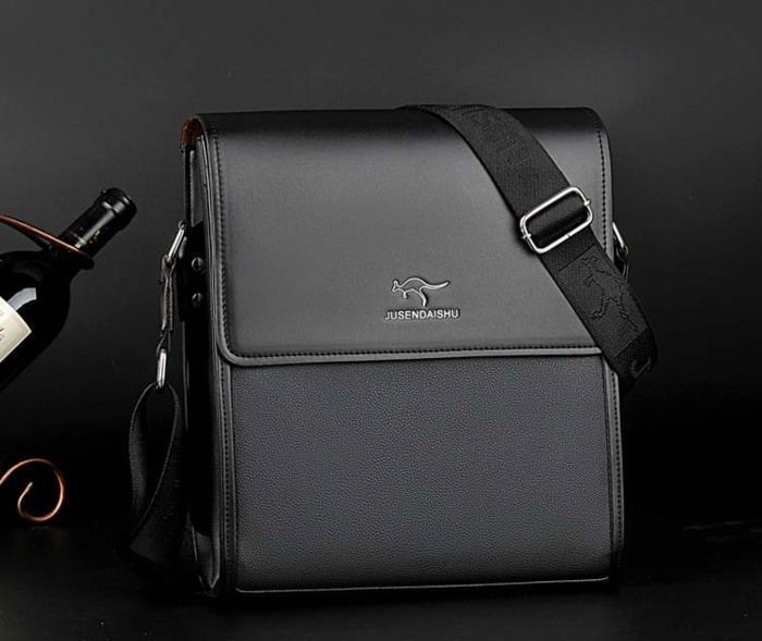 Sacoche bandoulière homme cuir Porte-documents Sac d'affaires- pour Portable pour Voyage,Randonnée et Travailler -Noir