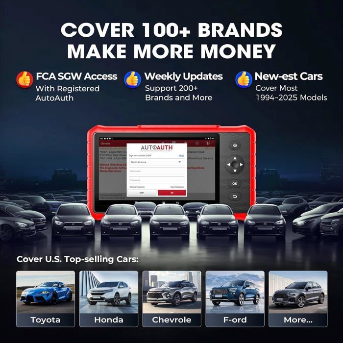 LAUNCH X431 CRP919X Lite - Herramienta de diagnóstico automotriz OBD2, 32 funciones de servicio, 2 años de actualizaciones