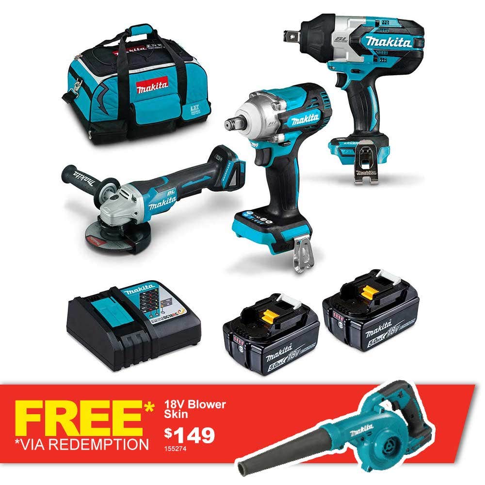 Conjunto de 3 peças MAKITA 18V Brushless 2 x 5.0Ah DLX3123TX1