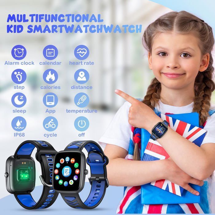Montre Connectée Pour Enfant Fille Garcon: Smart Watch Avec Appel Bluetooth Tracker D'Activité Bracelet Intelligent Avec Po[MON389]