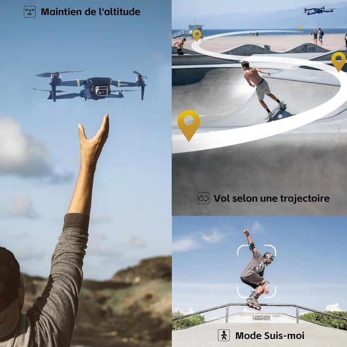 Dron plegable TRAHOO - Modelo para principiantes - Alcance de 800 m - Cámara 4K HD - Motor sin escobillas