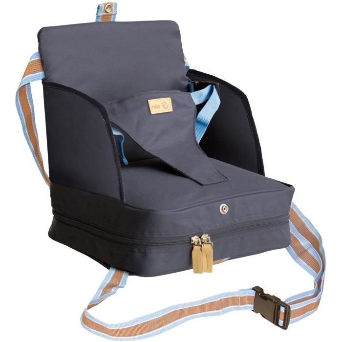 Silla elevadora para bebé - ROBA - Plegable - Cojín hinchable - Cinturón ajustable - 6 meses / 3 años (15 kg) - Azul marino