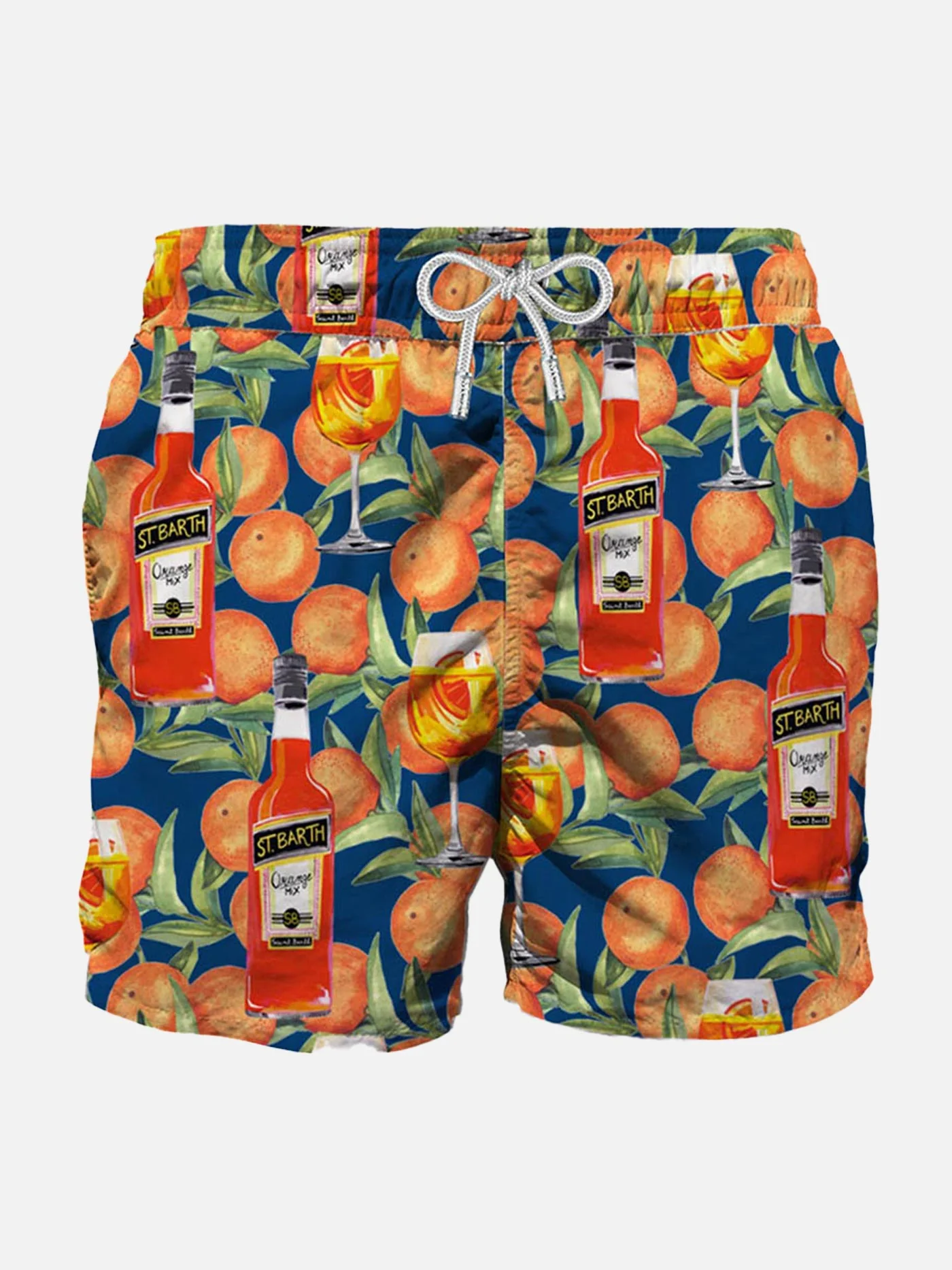 Middellange bikini met blauwe spritzprint