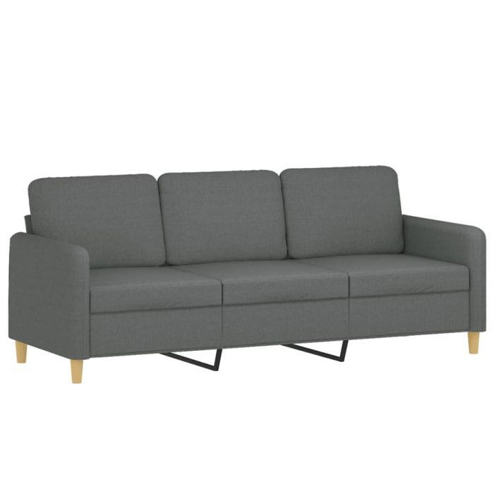 Juego de sofás de 3 piezas vidaXL con cojines, tela gris oscuro 3202071