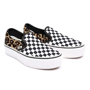 Leopard Checkerboard Slip-On Platform personalizzate