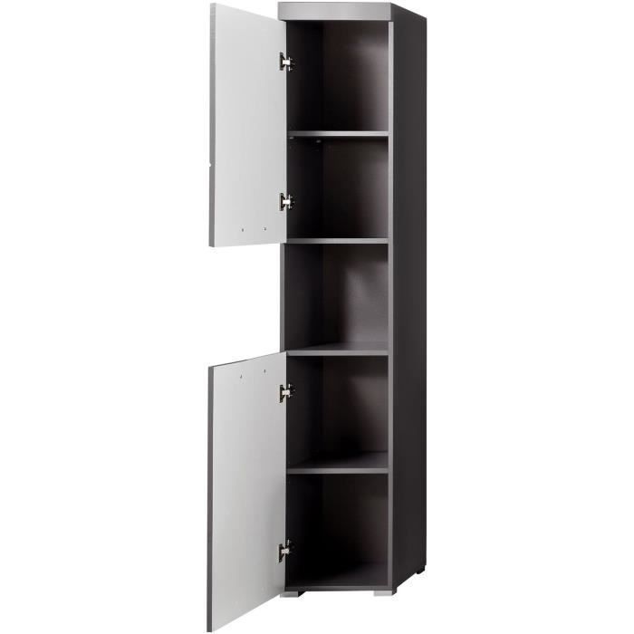 Mobiletto da bagno - 2 ante e 1 nicchia - Grigio - L37 x P31 x H190 cm - AMANDA