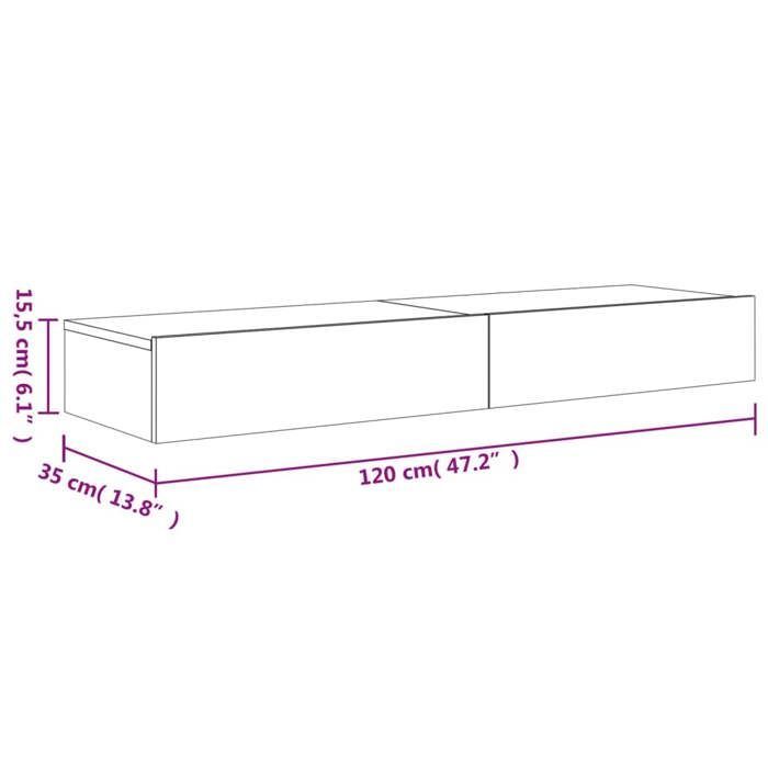 Mueble para TV vidaXL con luces LED, 2 piezas, roble ahumado, 60x35x15,5 cm, armario con luces LED, soporte para TV, mueble de pared, 842897