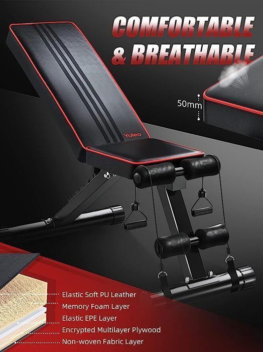 Panca pesi pieghevole multifunzionale Dripex, attrezzatura fitness completa per addominali e allenamento delle braccia, ideale per palestra domestica e ufficio, 115x50x54 cm.