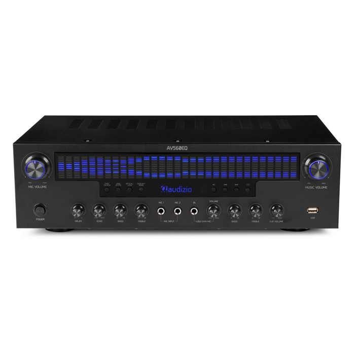 Audizio AV560EQ - 5.1 390W Home Cinema Amplifier with Bluetooth, USB, FM & Karaoke | Black