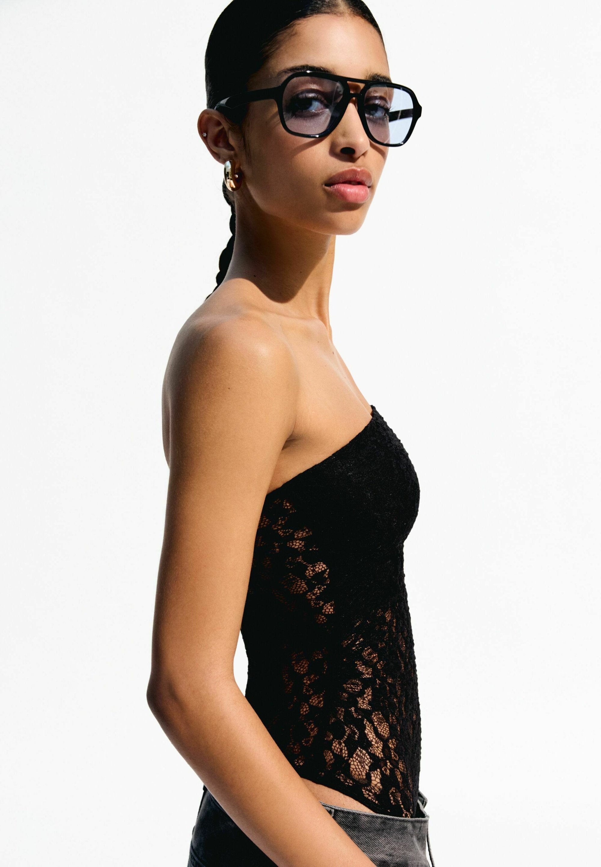 Haut Bershka à col bandeau noir
