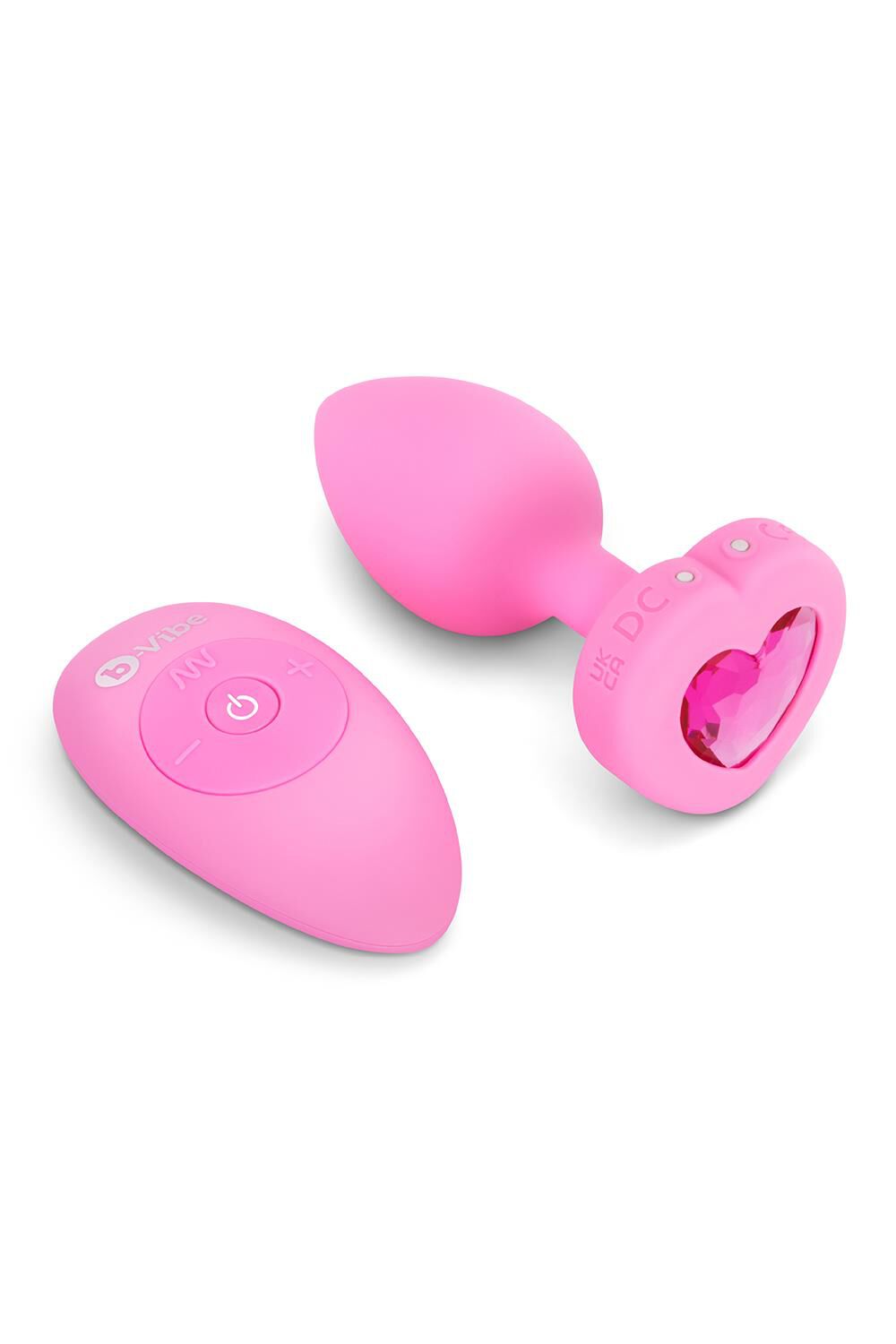 B-Vibe vibruojantis širdies kamštelis, S/M, rožinis