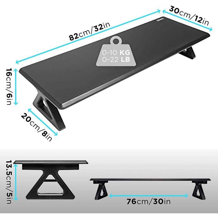 Duronic DM06-2 BK Dual Monitor Stand in MDF, 82 x 30 cm, Laptop/LCD/LED/TV Screen Riser, For 1 or 2