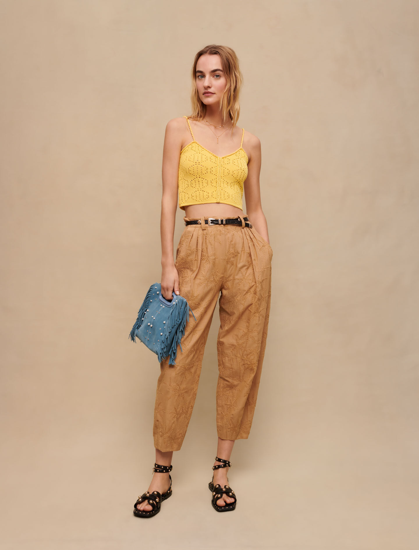 Pantaloni bej-morcov