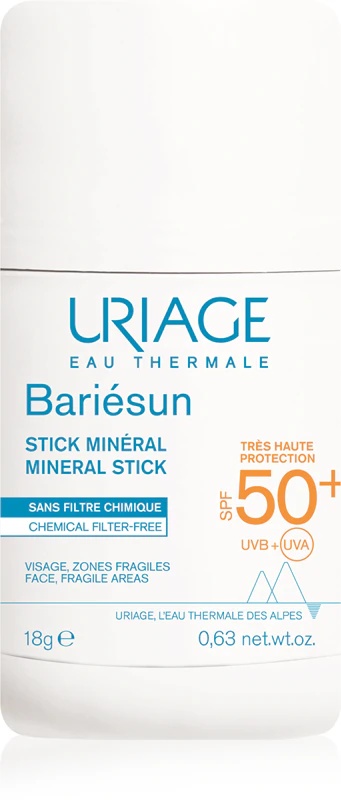Uriage Bariésun minerālu stienītis SPF 50+ minerālu aizsargstienītis jutīgām zonām SPF 50+