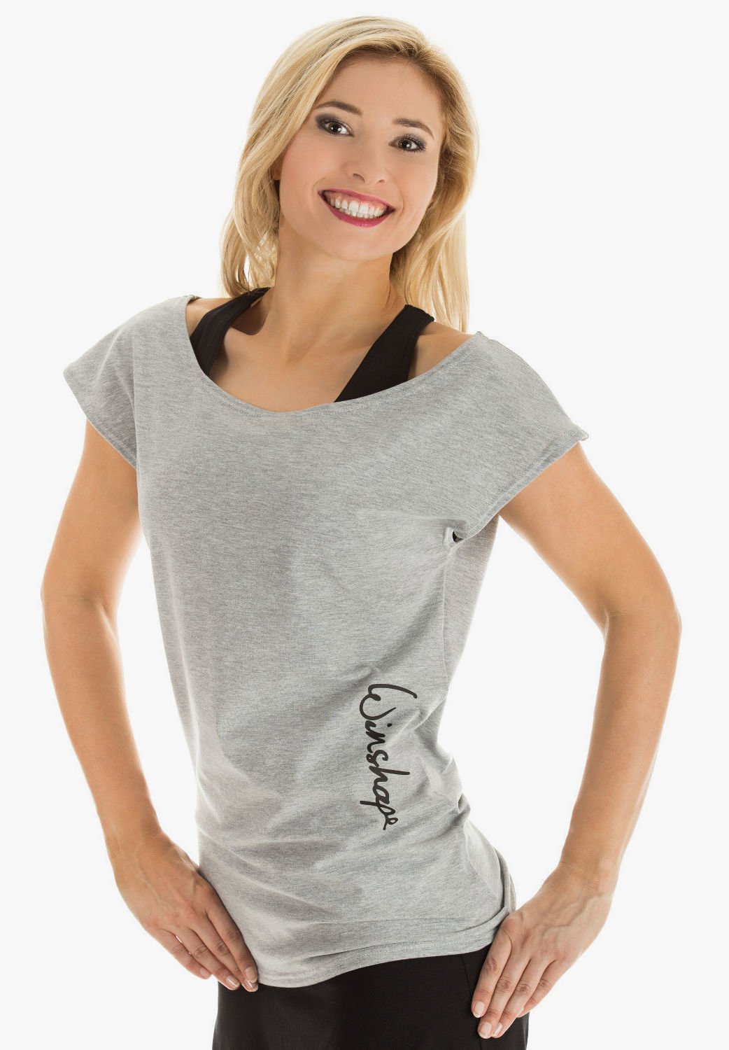 Winshape Print T-shirt - grijs gemêleerd