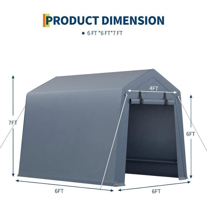 Cobertizo portátil para motocicletas GRAVEE, garaje para motocicletas, protección para vehículos de dos ruedas, almacenamiento exterior, tela Oxford impermeable, azul grisáceo, 1,8 x 1,8 m