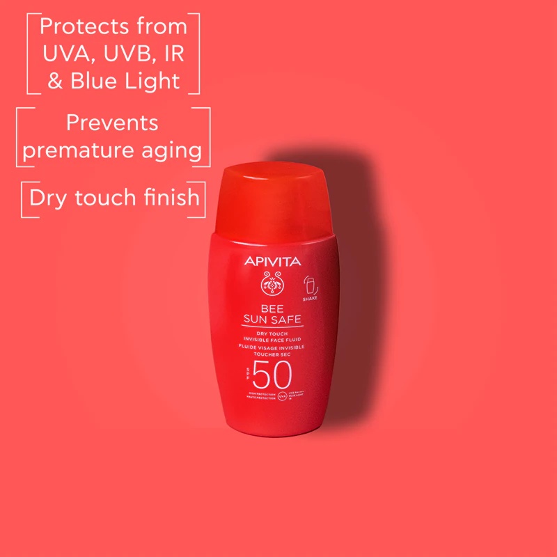 Apivita Bee Sun Safe Dry Touch fluid za obraz SPF50 zaščitni fluid SPF 50+