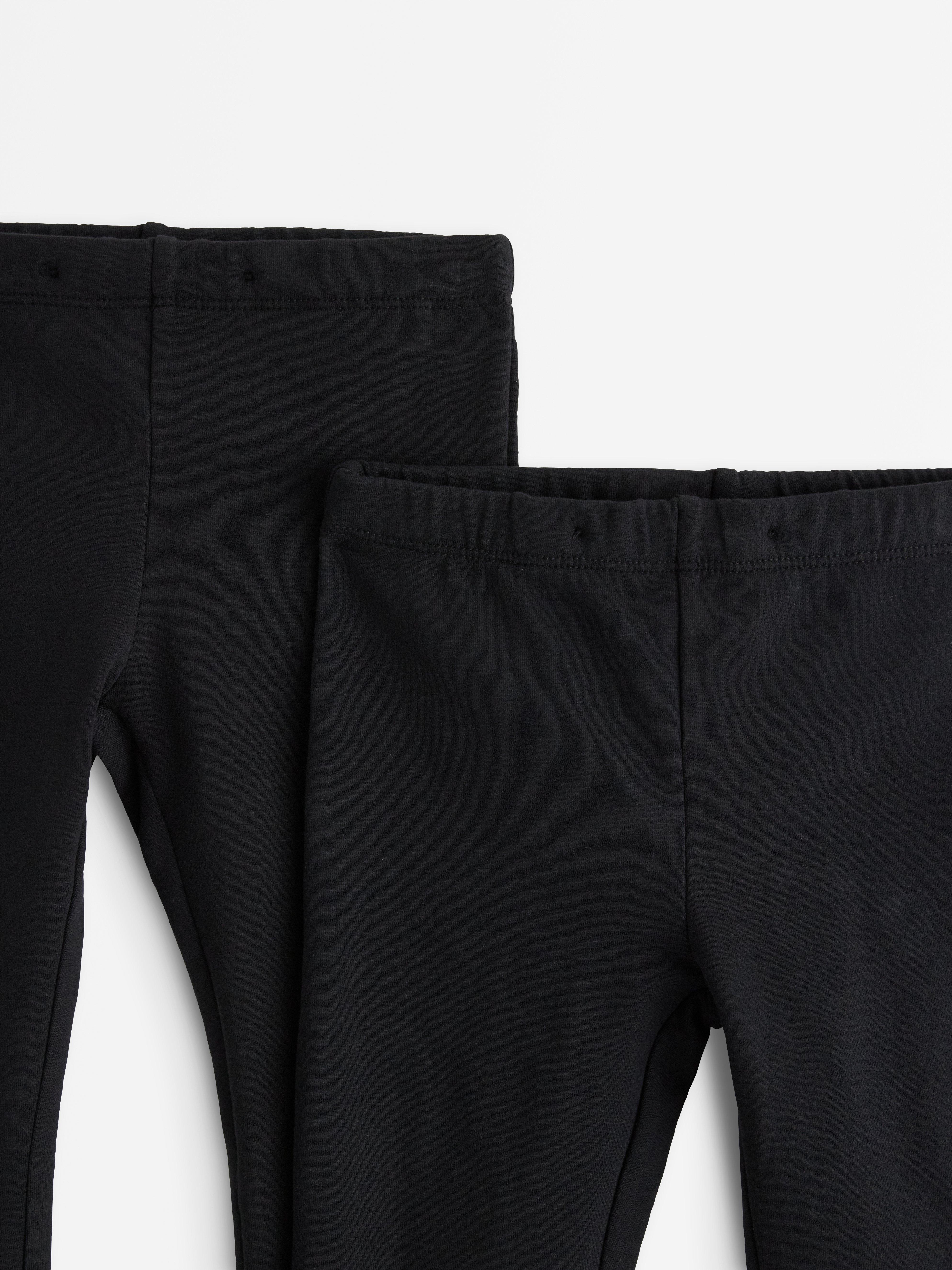 2-pakning med utsvingte leggings med børstet innside, svart