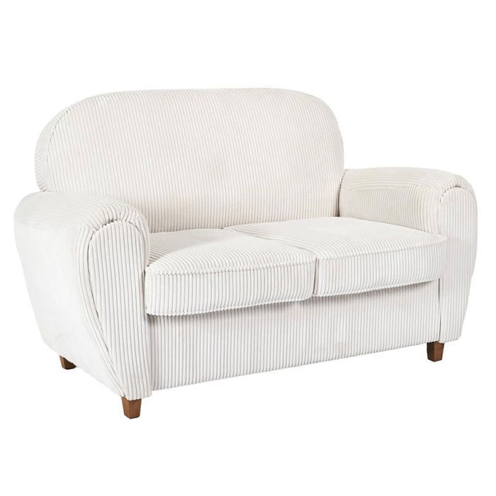 GANDY - Conjunto de sofá y sillón de dos plazas en tela de pana beige.