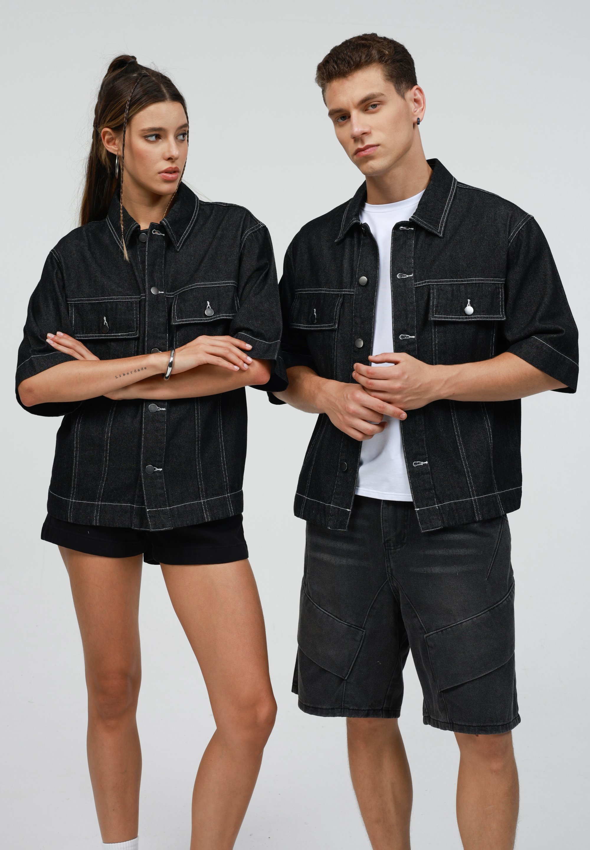 YOURTURN UNISEX DENIM - Shirt - gewassen zwart