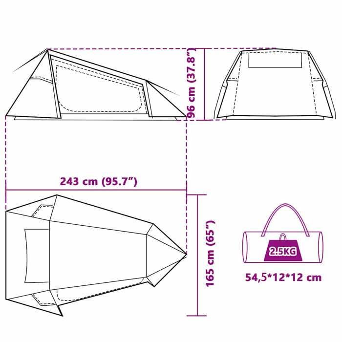 Camping tent - vidaXL - Tunnel 2-person - Waterproof - Blue - Lightweight and portable