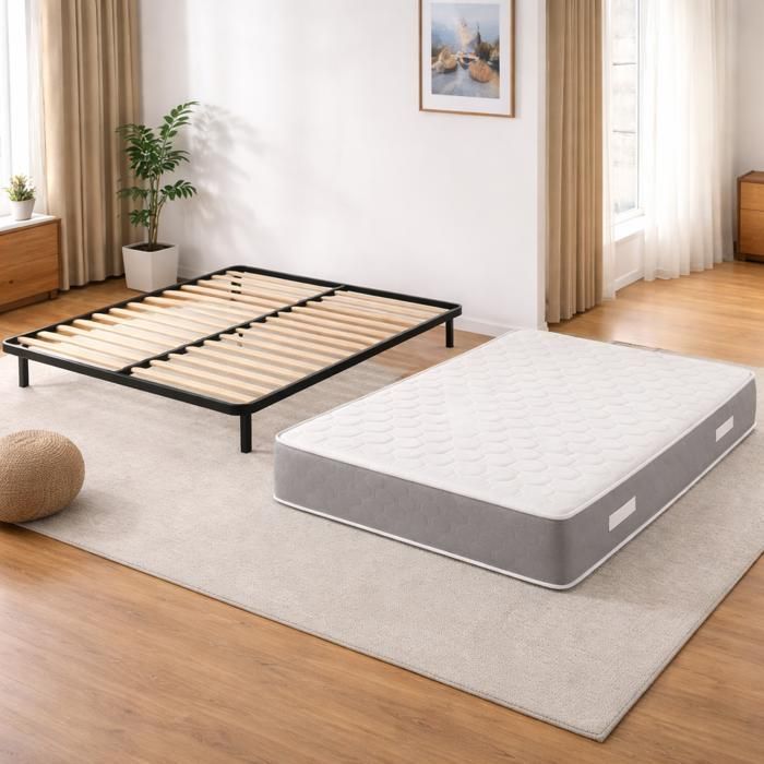 Colchón con superficie de contacto de látex, 140 x 200 x 23 cm, firme - Tejido 100 % algodón - 5 zonas de confort - Núcleo de látex de poliéster