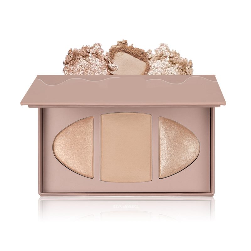 Palette de poudre illuminatrice 3 couleurs, paillettes éclaircissantes, contour du visage, bronzante, cosmétique waterproof longue tenue