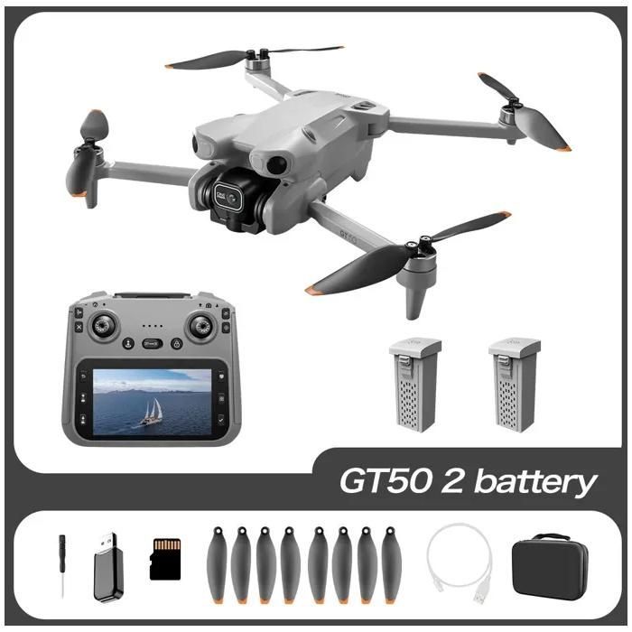 Dron plegable 4K con doble batería, sistema para evitar obstáculos, posicionamiento GPS, cámara HD y control remoto con pantalla de 4,3