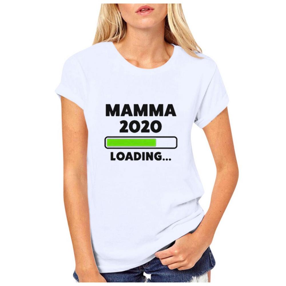 MAMMA 2020 CARGANDO Blusa Mujer Día de la Madre Casual Cuello Redondo Manga Corta Estampado de Letras Tops Tallas Grandes 3XL blusa feminina5