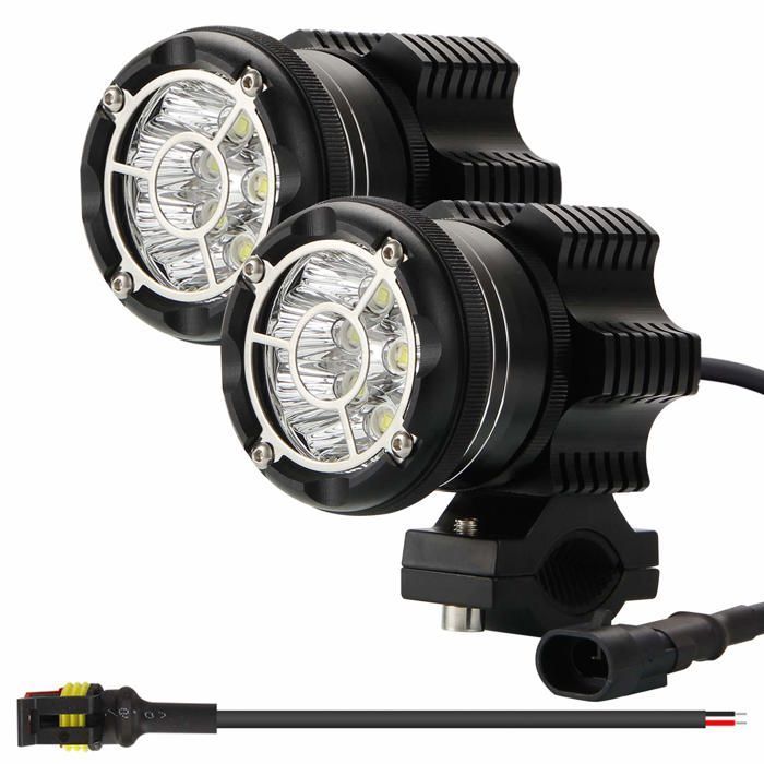 Kit de faros LED redondos de 90 W, 6000 K, 9000 lm, con chip, luz auxiliar para motocicleta, faros sin desgaste, haz puntual.