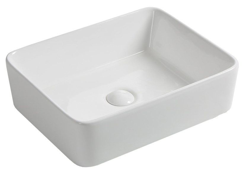 Umywalka Nablatowa Ceramiczna Prostokątna Biała Cook