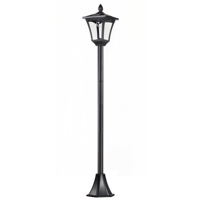 Farol solar de jardín negro de 160 cm - Luz LED de camino de 40 lúmenes - Iluminación decorativa exterior autónoma