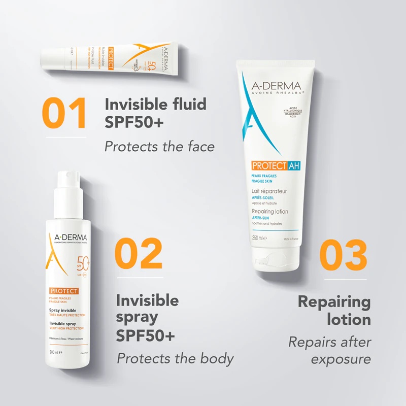 A-Derma Protect Invisible Fluid acu ēnas šķidrums ar SPF 50+