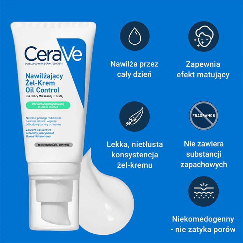 Gel-creme hidratante CeraVe Oil Control para pele mista