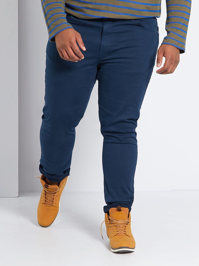 Calça ajustada com 5 bolsos, tamanho L34 - AZUL