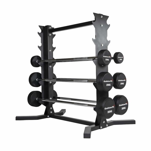 Gladiatorfit stalen halterrek voor 10 lange rubberen dumbbells