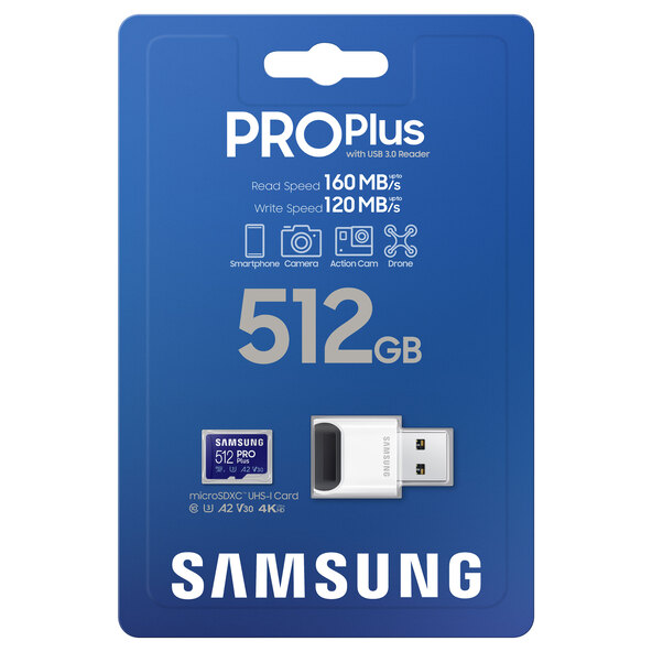 512 GB-os microSD memóriakártya Pro Plus, USB kártyaolvasóval