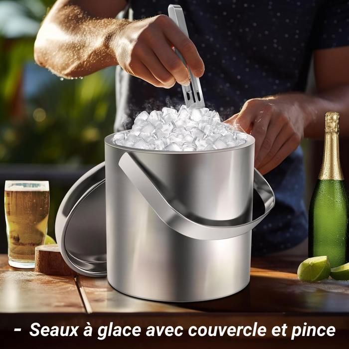 Cubitera de acero inoxidable de 1,2 litros para vino con pinzas