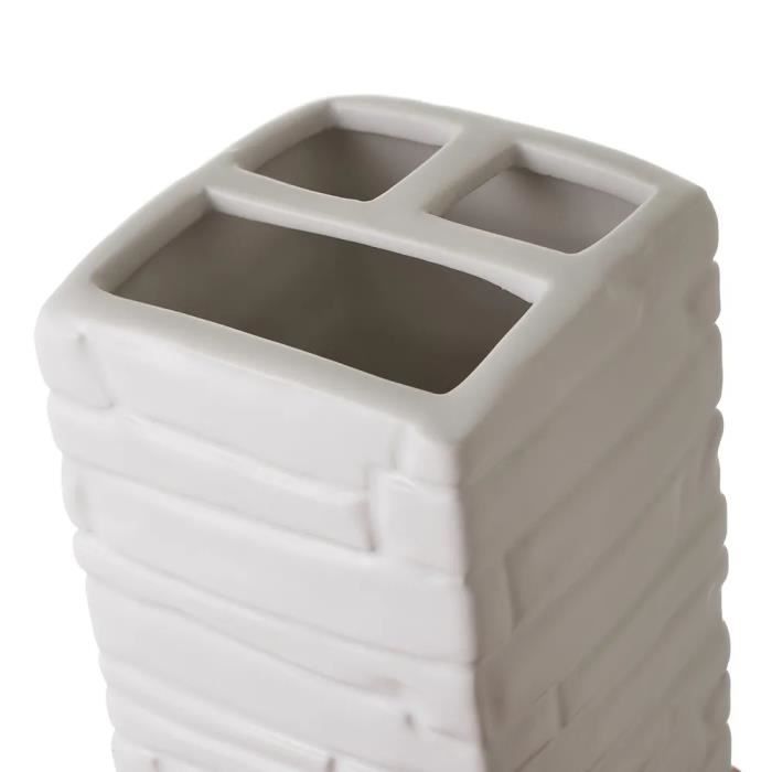 Ensemble d'accessoires salle de bain 3 pièces, set salle de bain avec distributeur de savon en céramique coloris blanc-doré-JUANIO