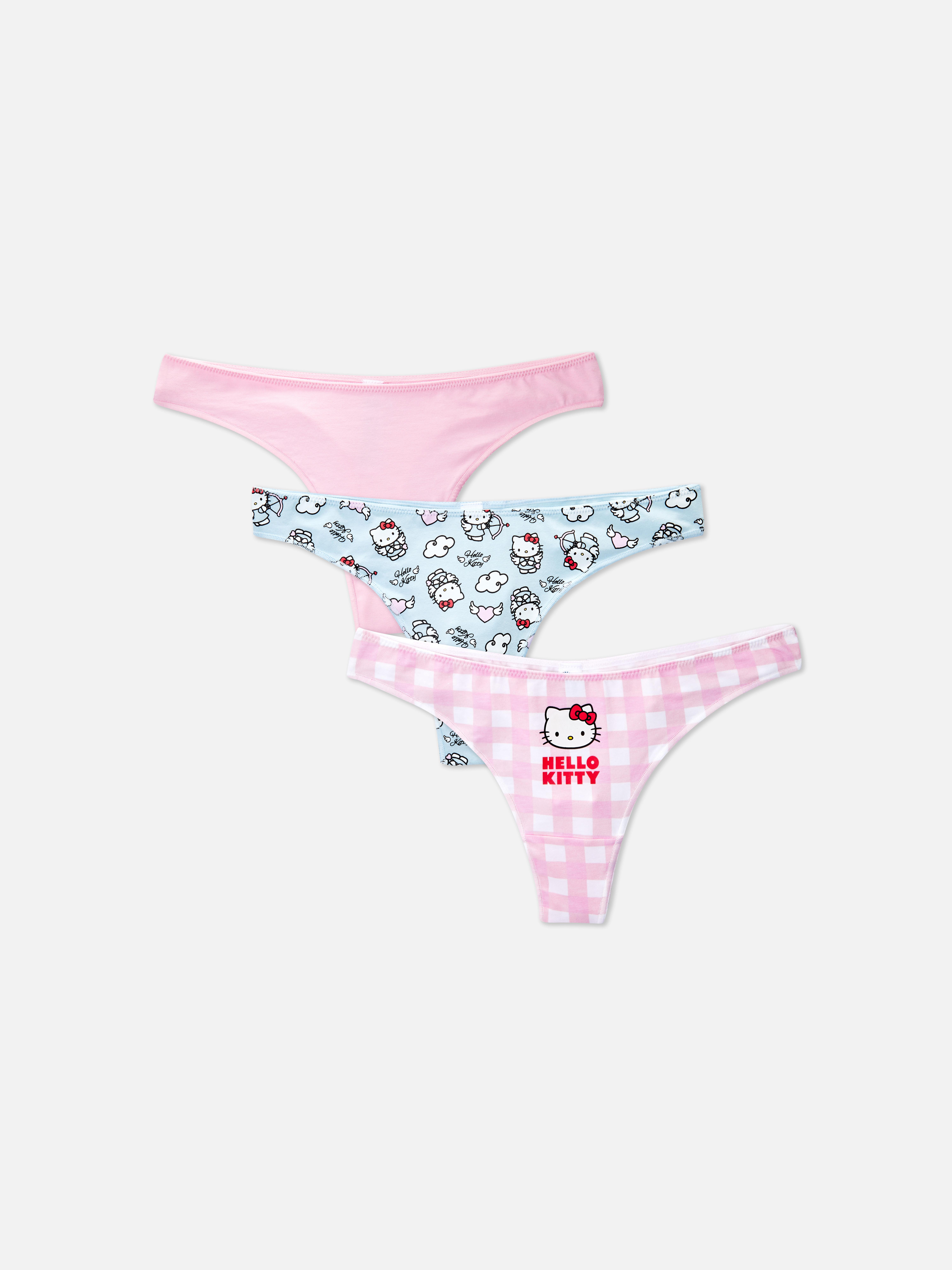 Chiloți tanga Hello Kitty, set de 3. Acești chiloți tanga frumoși Hello Kitty îți vor înveseli sertarul cu lenjerie intimă.