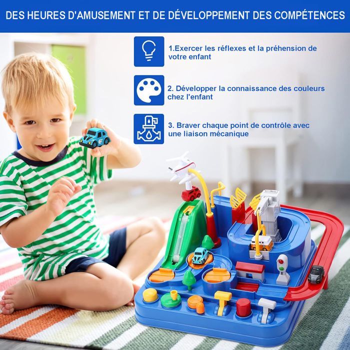 Kids' Car Track - Montessori Educational Toy - Car Track with Helicopter - Toy for Boys Ages 3-10 - Gift