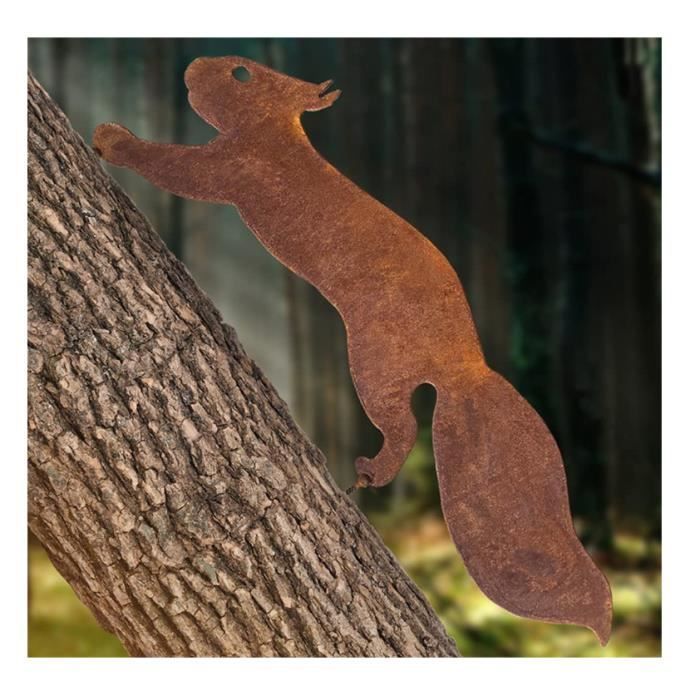 Garden Decoration - Squirrel - 30 cm - Decorative Iron - Natural Rust Patina - Outdoor