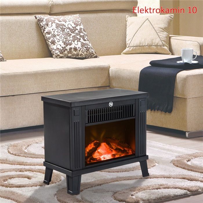 Chimenea eléctrica, 600/1200W, metal negro, 34x17x31 cm, para noches confortables.