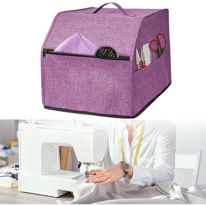Funda para máquina de coser overlock con bolsillos de almacenamiento, protección contra el polvo, tela morada #SEWINGMACHINE Etiqueta
