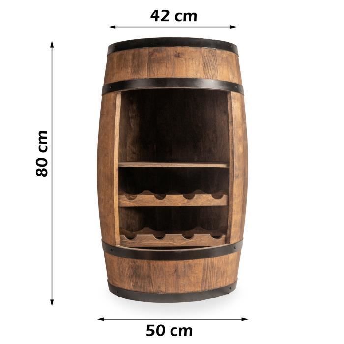 Tonneau en Bois - Creative Cooper - 80cm - Rangement Bouteilles - Wengé - Meuble Vintage