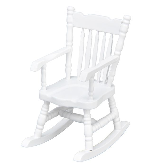 Chaise de maison de poupée - GIGICIAL - 1:12 - Bois - Blanc - Chaise à bascule miniature