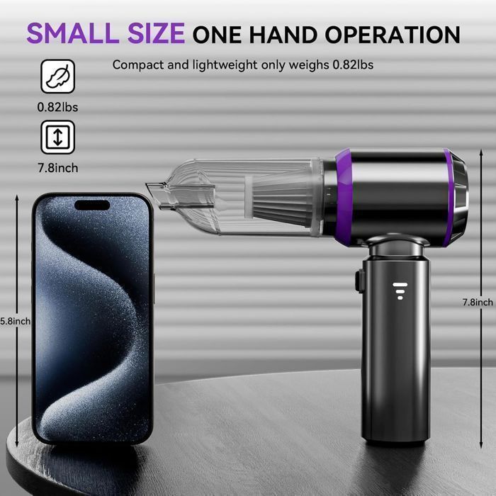 Aspiradora de mano ACELIFE de 18000 Pa, potente aspiradora inalámbrica para coche con 3 velocidades, 80 000 RPM, para PC, hogar, coche, oficina y sofá.